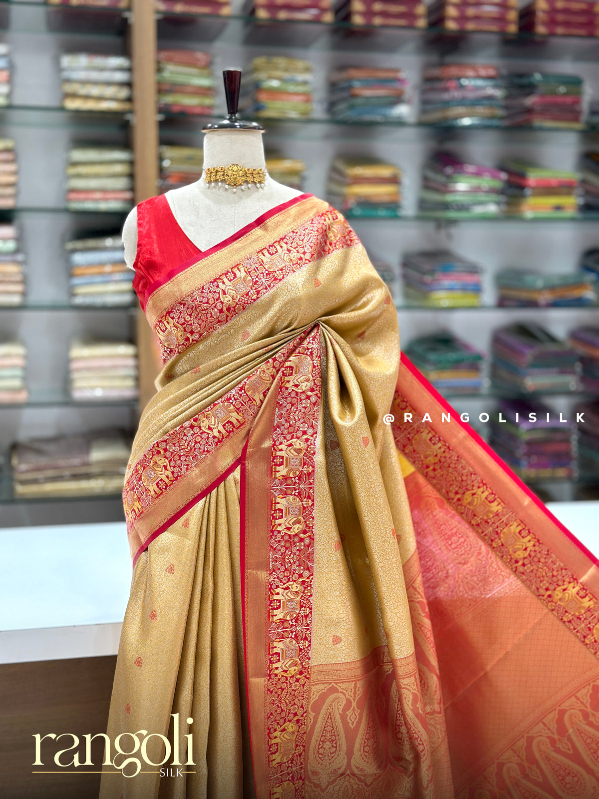 Tissue Silk Sarees with Contrast  Border & Rich Pallu - Post 1043