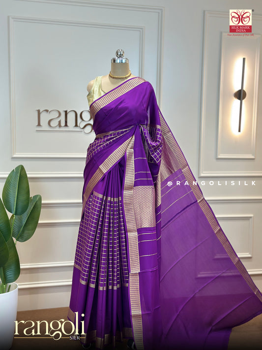 Pure Mysore Silk Saree – Lustrous Sheen, Vibrant Hues & Zari Borders - Post 525