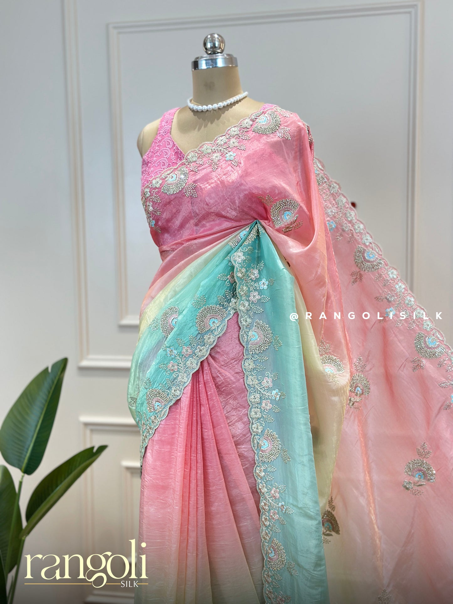 Dreamy Pastel Multicolor Designer Saree - Post 526
