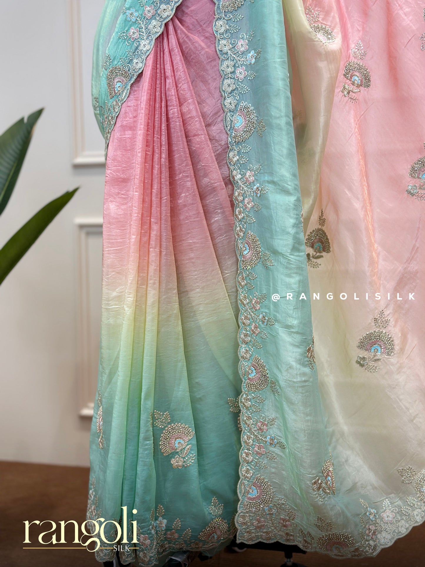 Dreamy Pastel Multicolor Designer Saree - Post 526