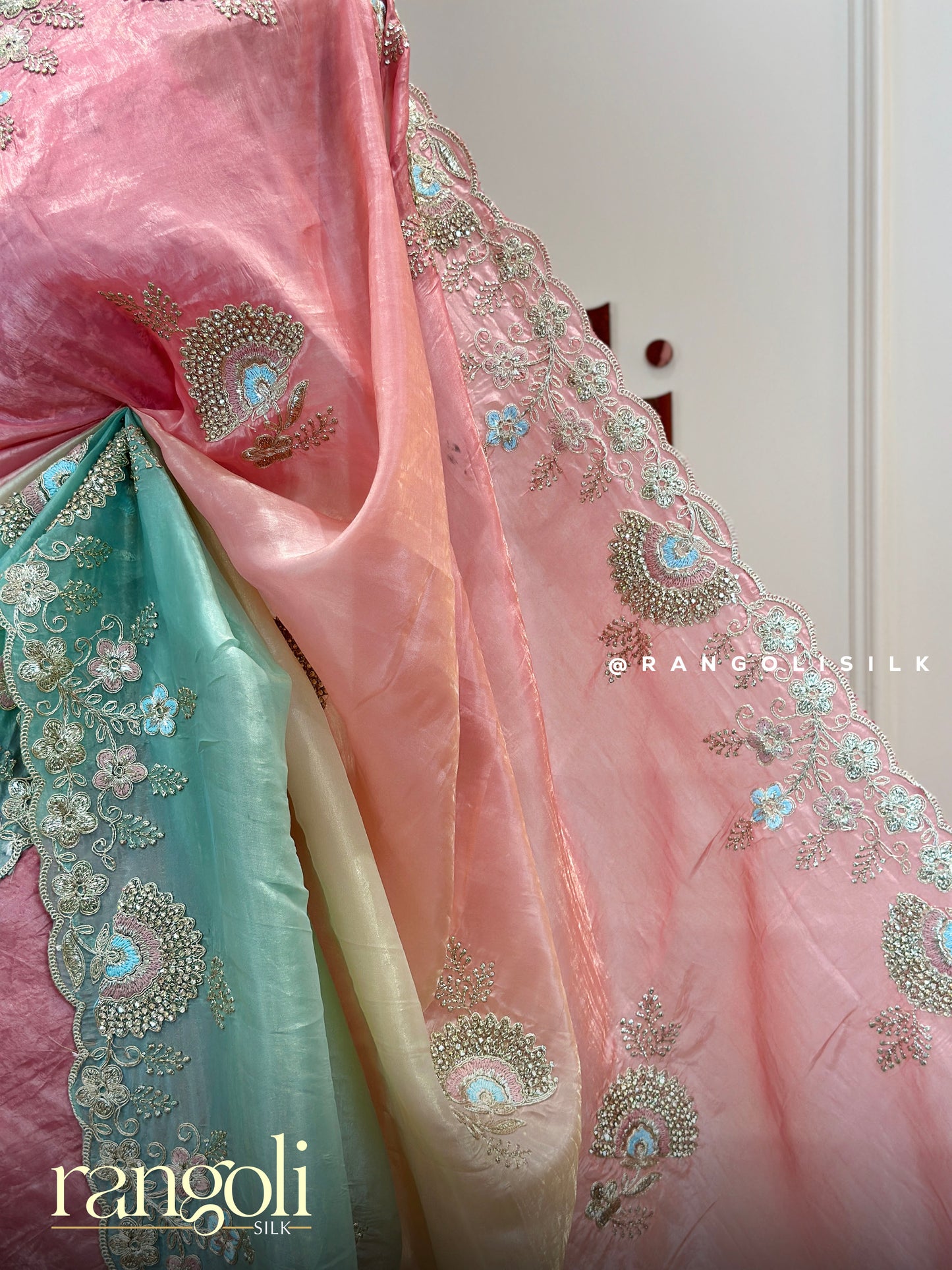 Dreamy Pastel Multicolor Designer Saree - Post 526