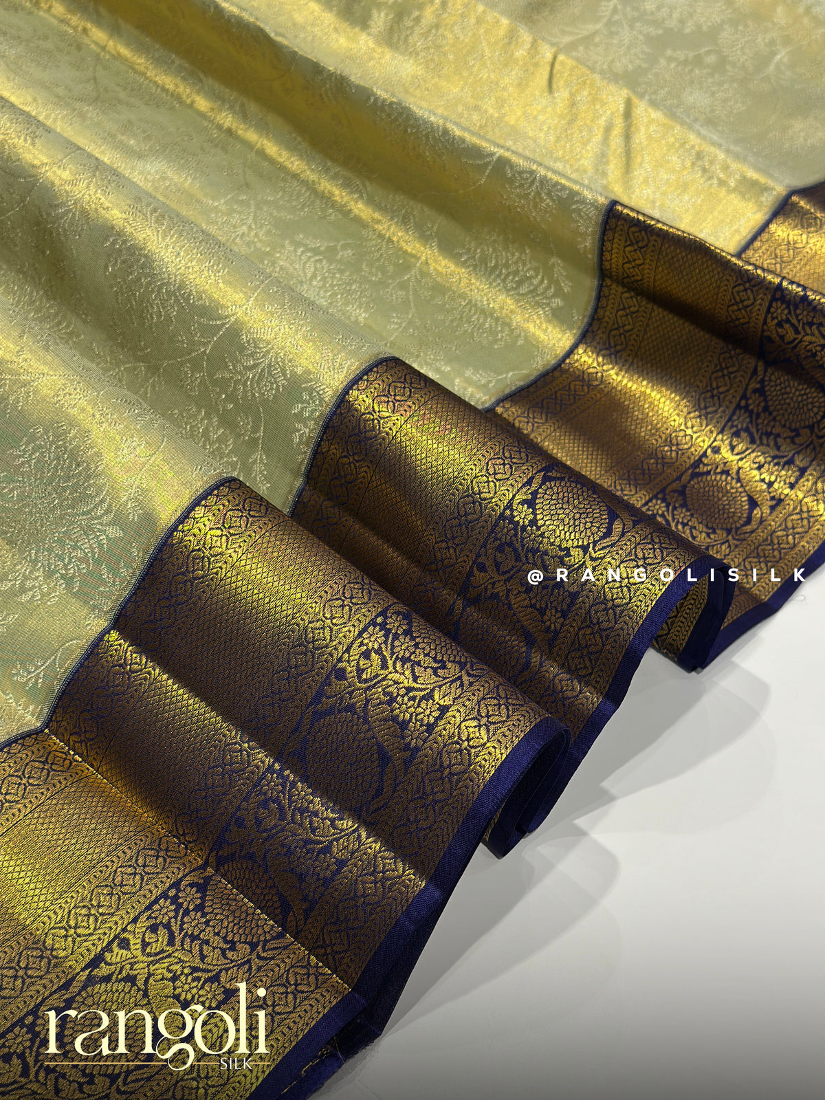 Pure Half Tissue Silk Bridal Saree with Gold Zari Border and Rich Pallu - Post 1045