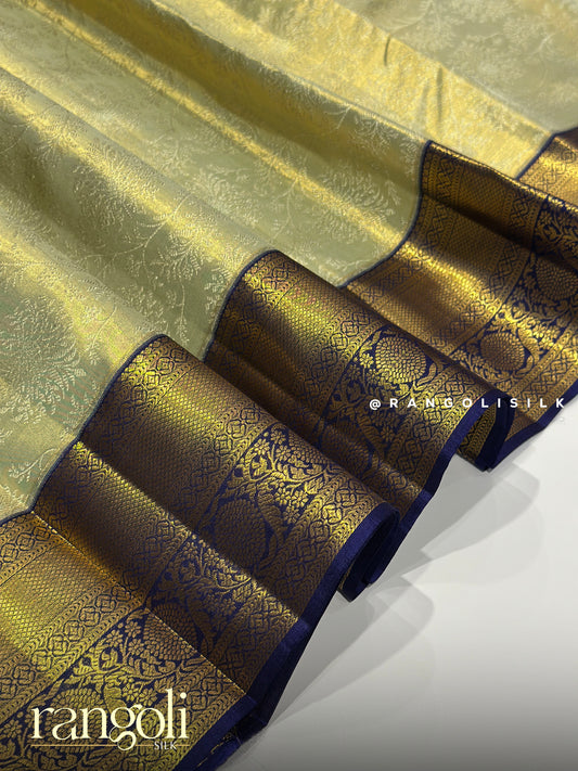Pure Half Tissue Silk Bridal Saree with Gold Zari Border and Rich Pallu - Post 1045