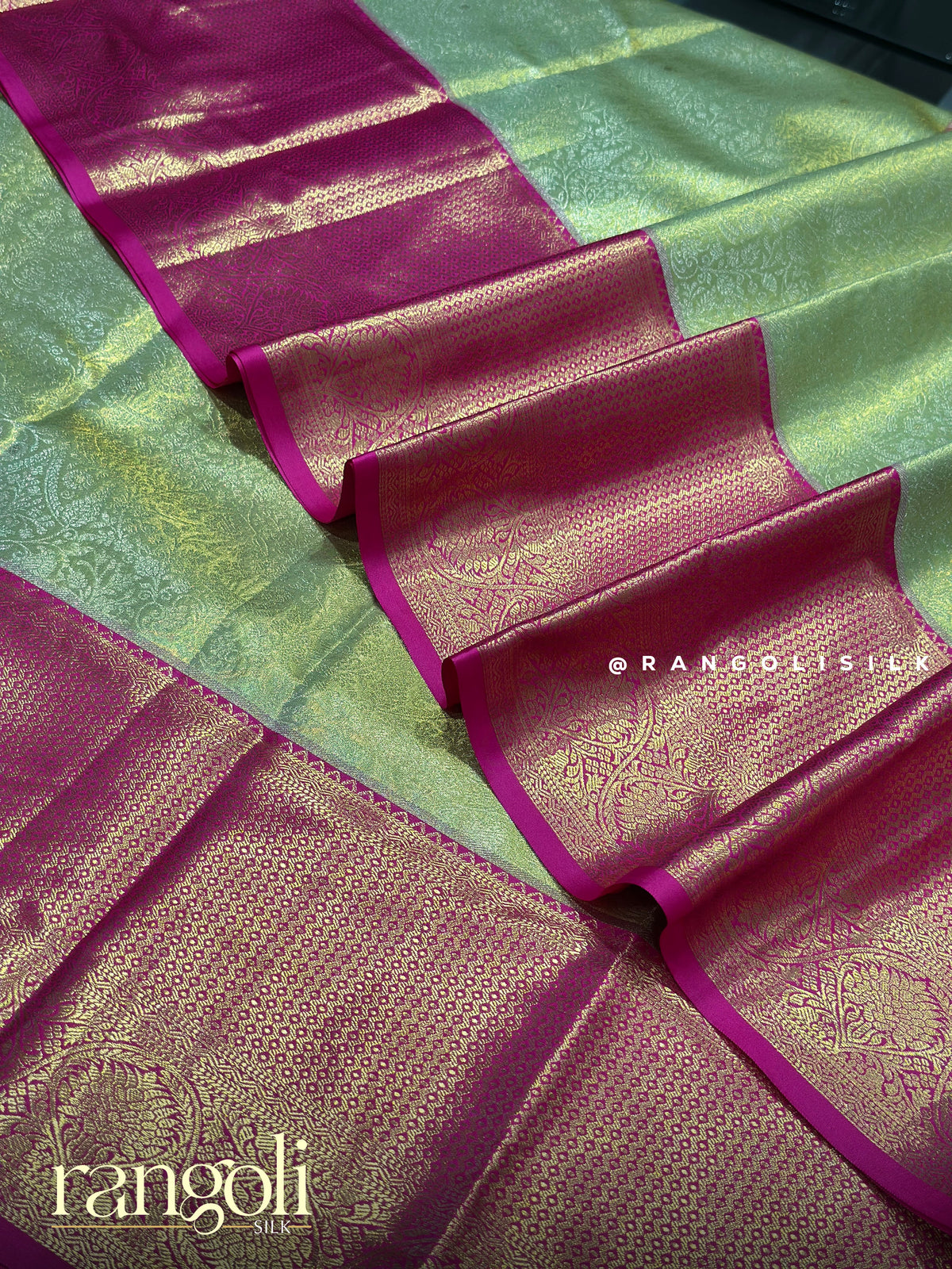 Pure Half Tissue Silk Bridal Saree with Gold Zari Border and Rich Pallu - Post 1045