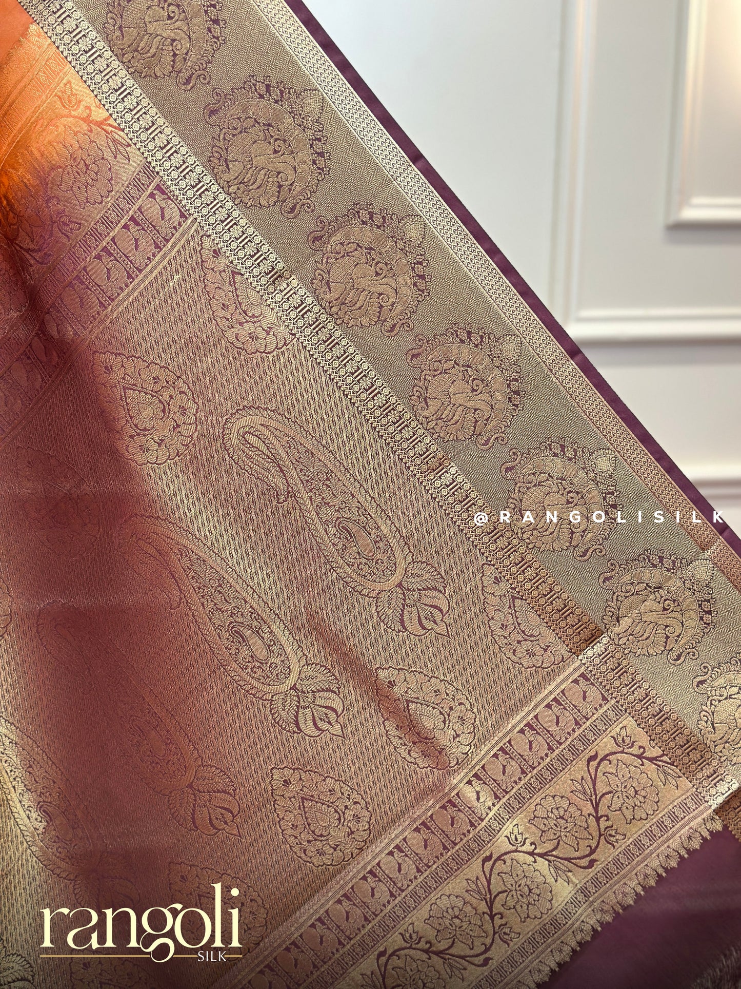 Rust Orange Semi Kanjivaram Silk Saree - Post 719