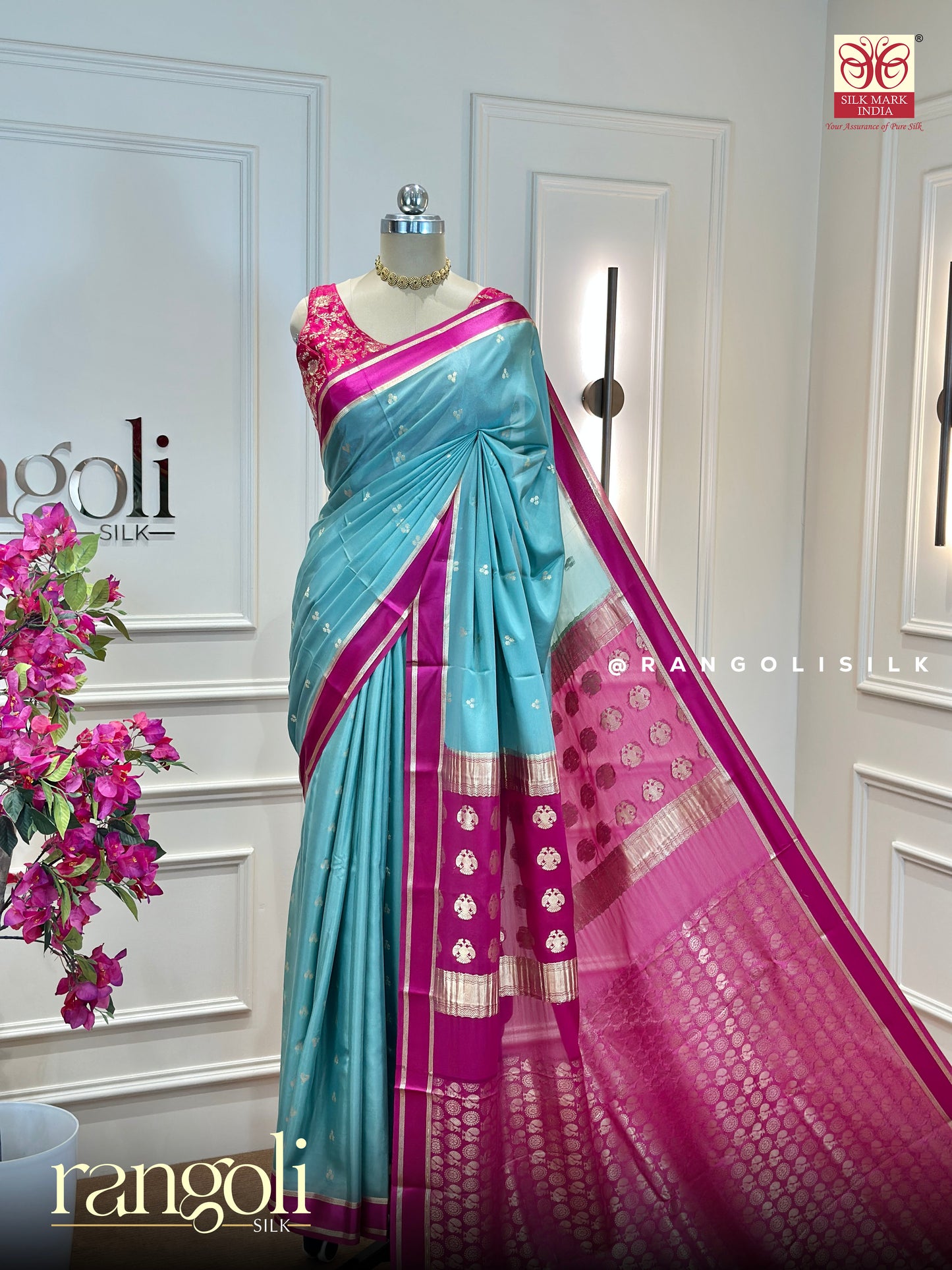 Pure Mysore Crepe Silk Saree with Gandaberunda Pallu & Bentex Border - Silk Mark Certified - Post 947