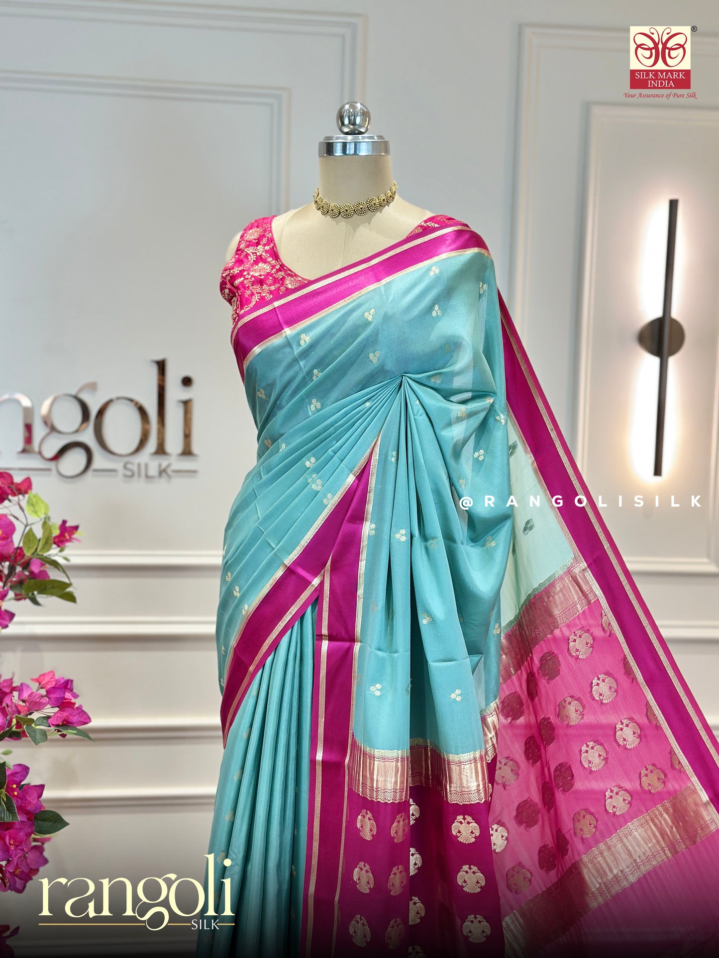 Pure Mysore Crepe Silk Saree with Gandaberunda Pallu & Bentex Border - Silk Mark Certified - Post 947