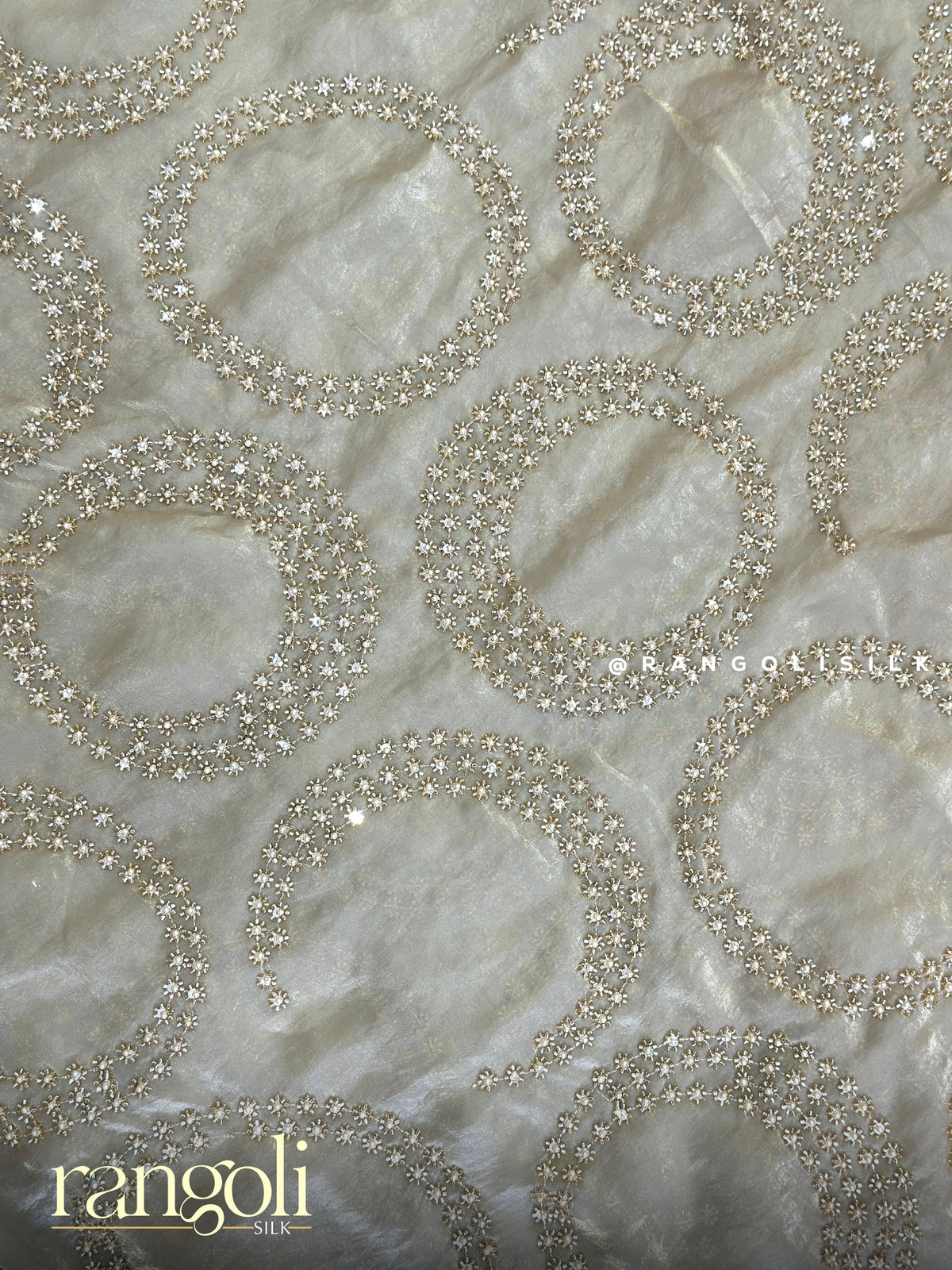 Designer Saree with Geometric Circular Embroidery Work - Post 1048