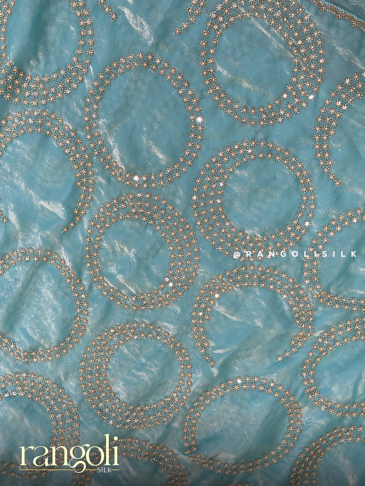 Designer Saree with Geometric Circular Embroidery Work - Post 1048