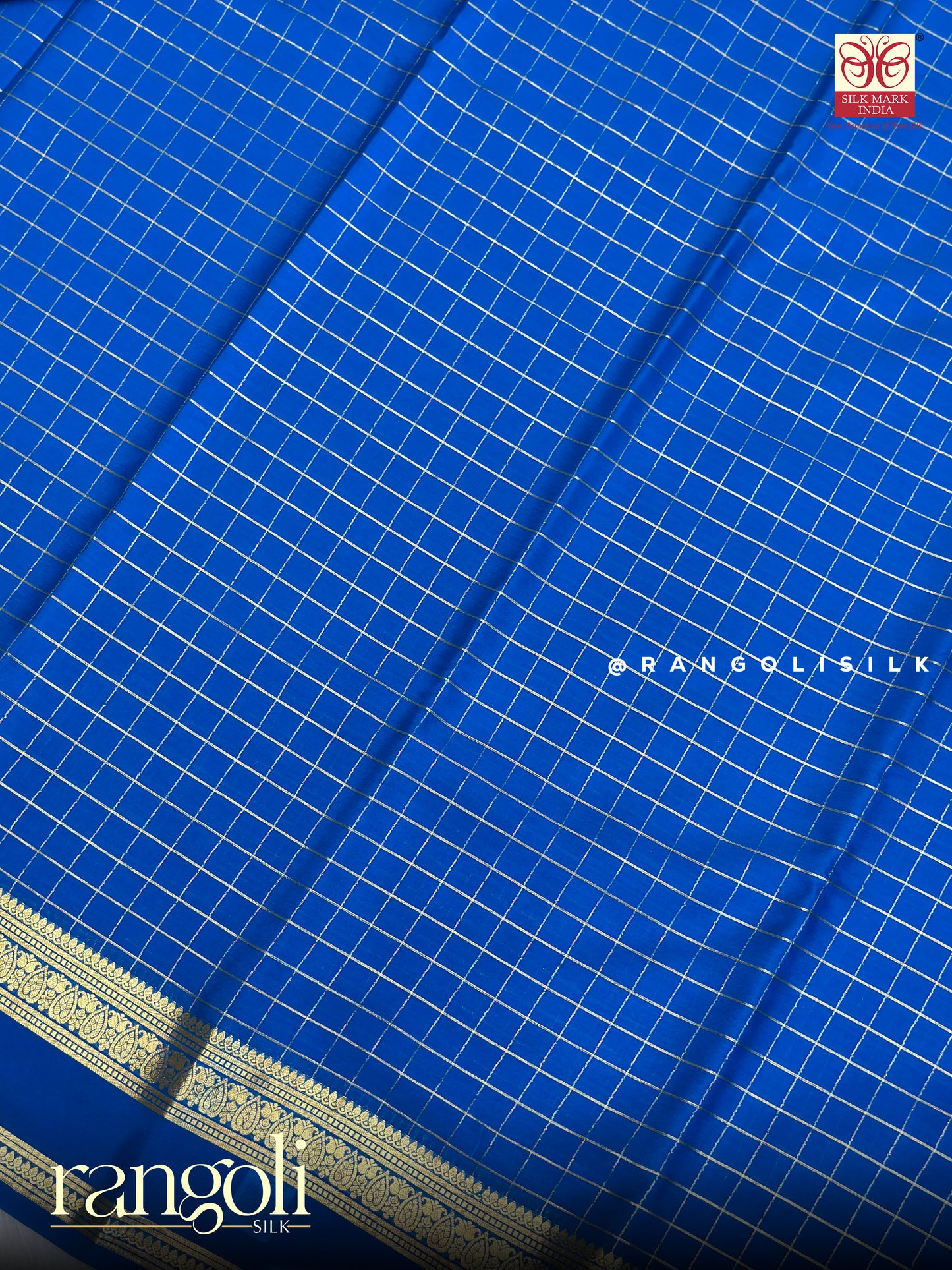Pure Mysore Crepe Silk Saree with Elegant Checks Pattern - Silk Mark Certified - Post 944