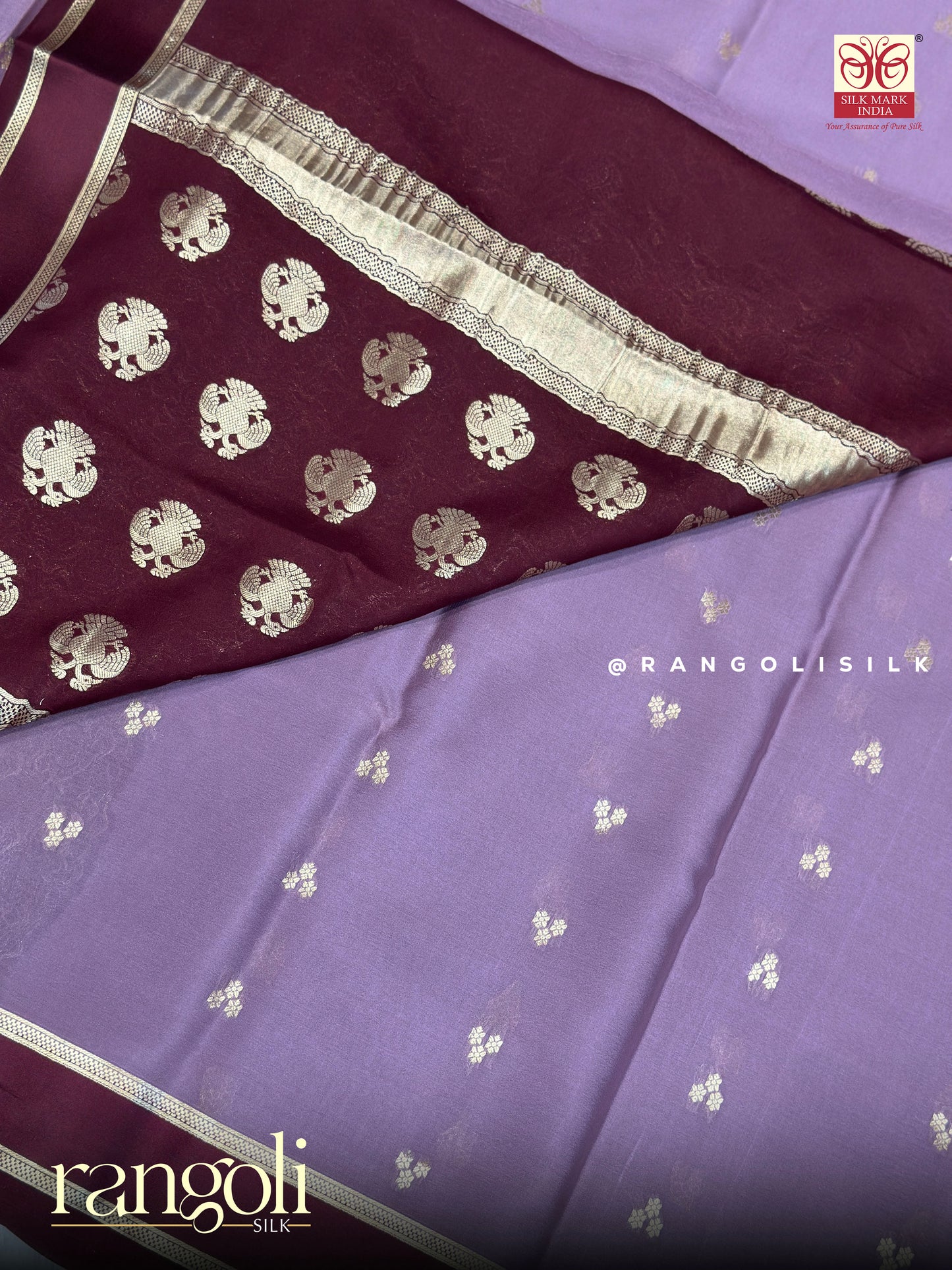 Pure Mysore Crepe Silk Saree with Gandaberunda Pallu & Bentex Border - Silk Mark Certified - Post 947