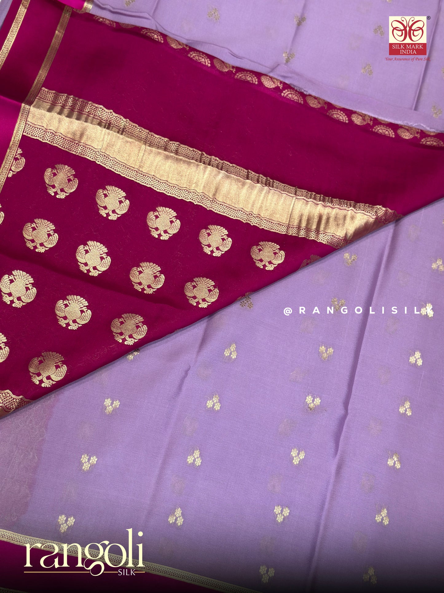 Pure Mysore Crepe Silk Saree with Gandaberunda Pallu & Bentex Border - Silk Mark Certified - Post 947