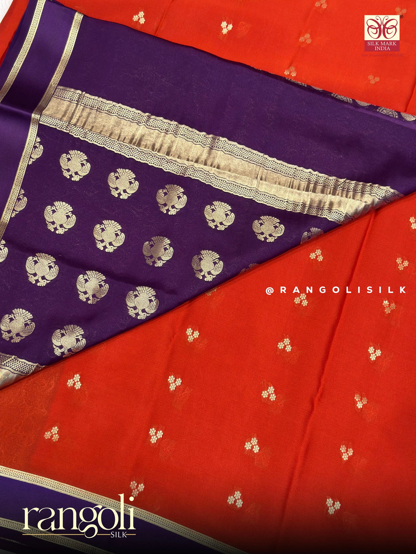 Pure Mysore Crepe Silk Saree with Gandaberunda Pallu & Bentex Border - Silk Mark Certified - Post 947