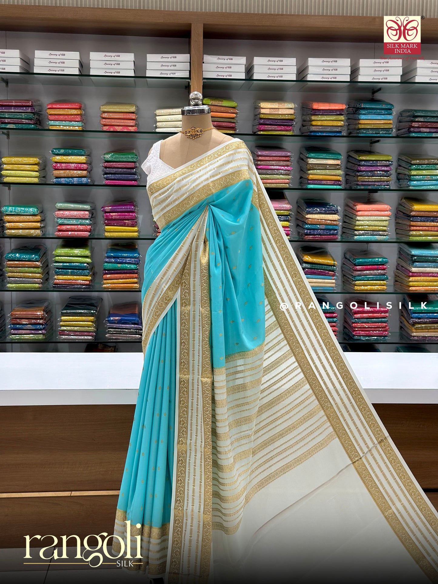 Pure Mysore Crepe Silk Saree with Rich Contrast Border - Silk Mark Certified - Post 943