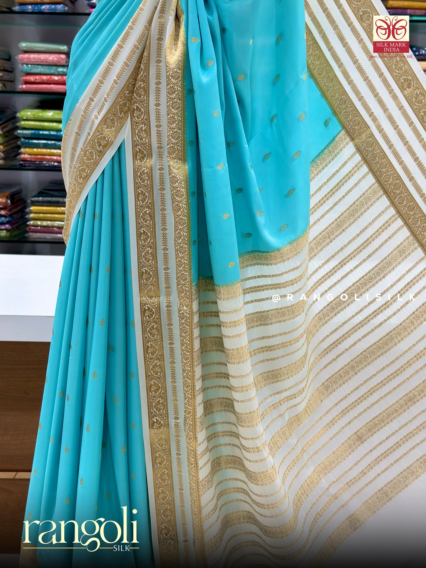 Pure Mysore Crepe Silk Saree with Rich Contrast Border - Silk Mark Certified - Post 943