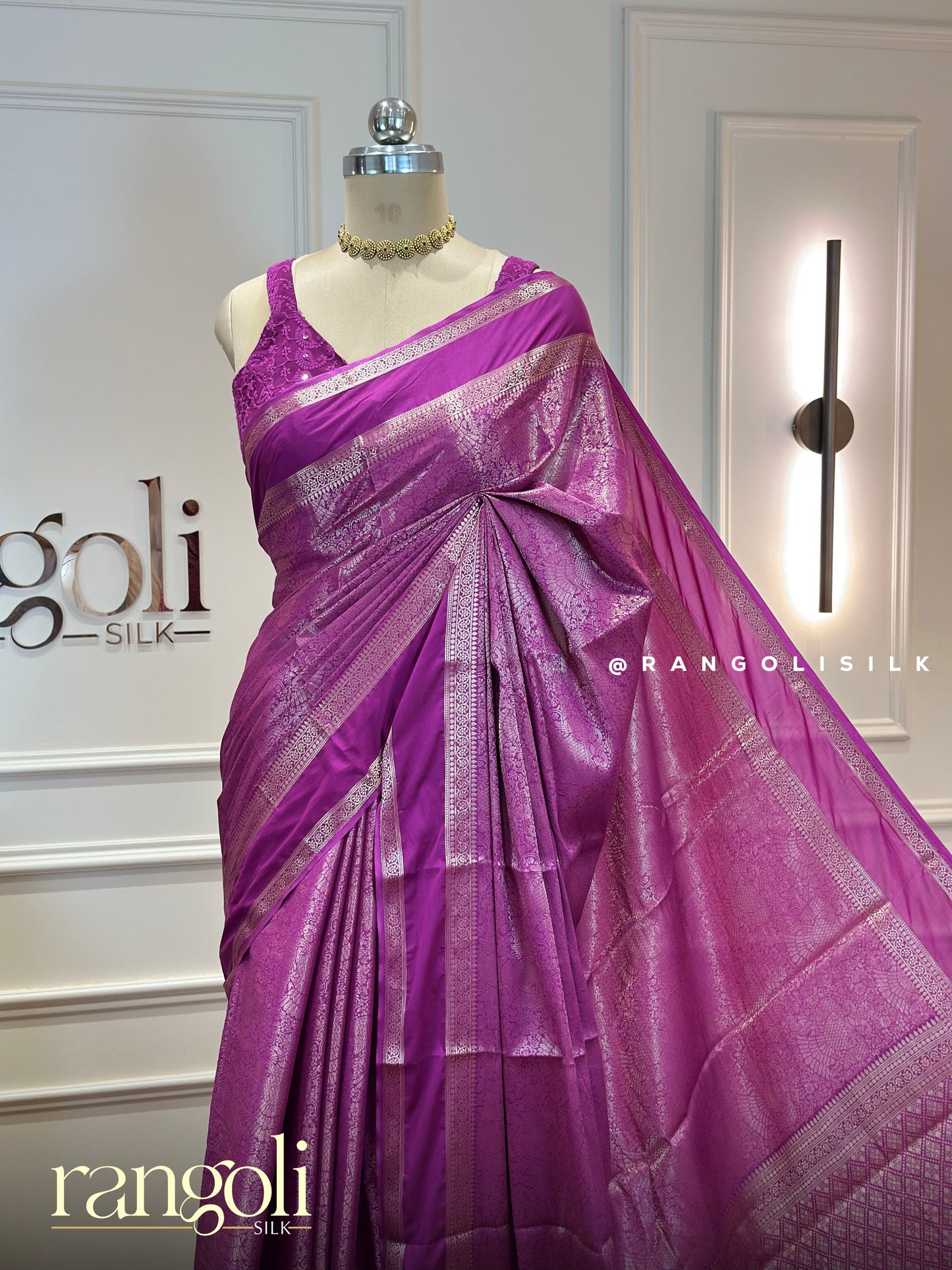 Semi Mysore Silk Saree with Intricate Brocade Weaving & Zari Border - Post 946