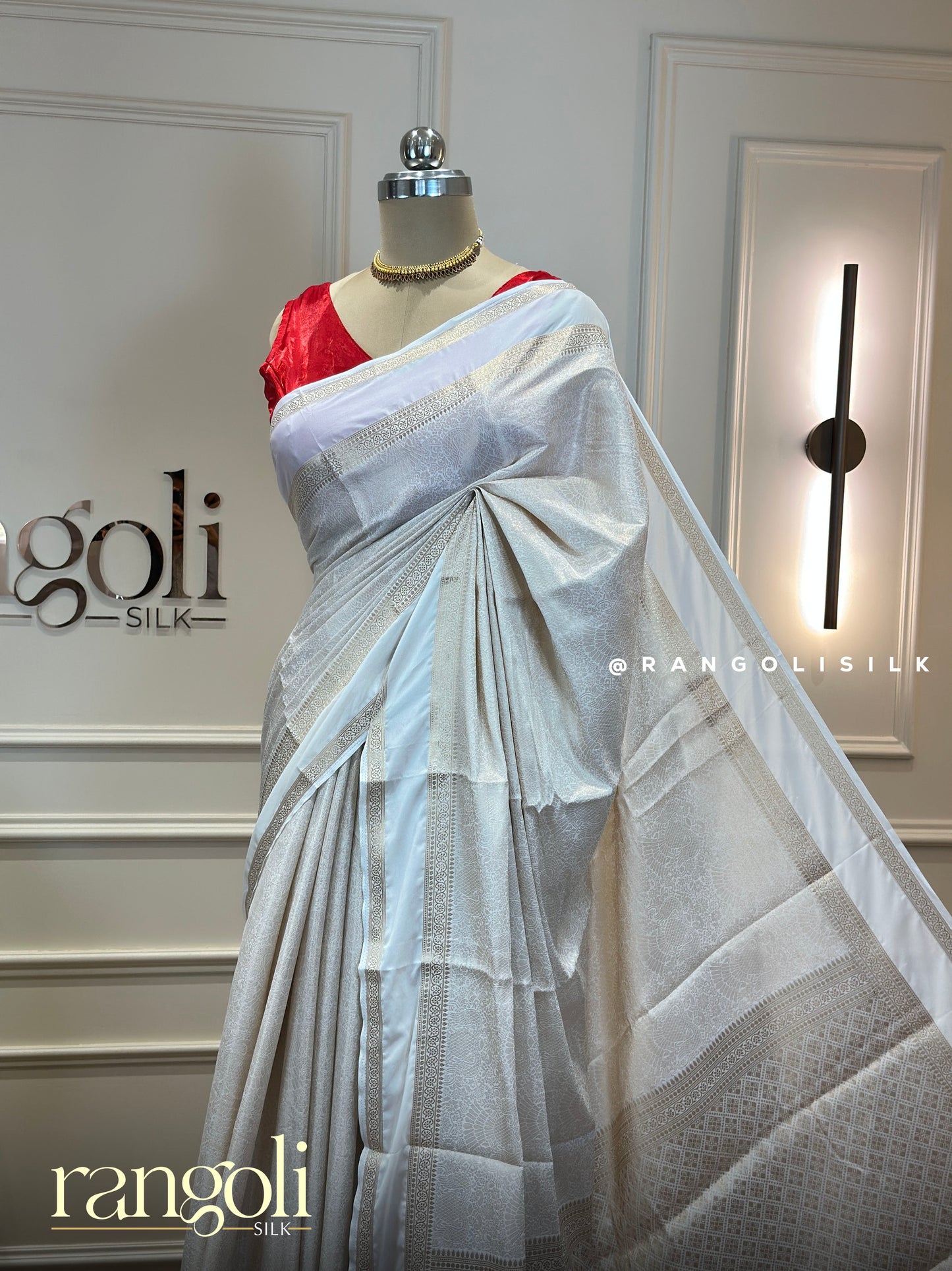 Semi Mysore Silk Saree with Intricate Brocade Weaving & Zari Border - Post 946
