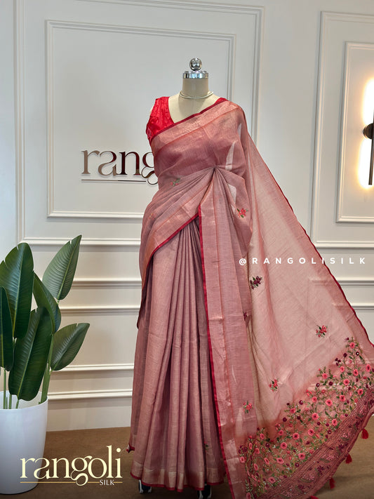 Elegant Cotton Saree with Delicate Embroidery - Post 535