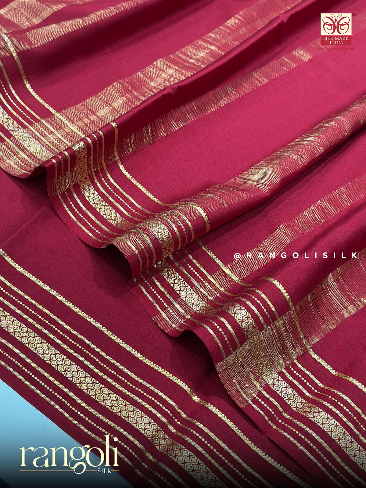Pure Mysore Crepe Silk Saree with Self and Contrast Zari Border - Post 1050
