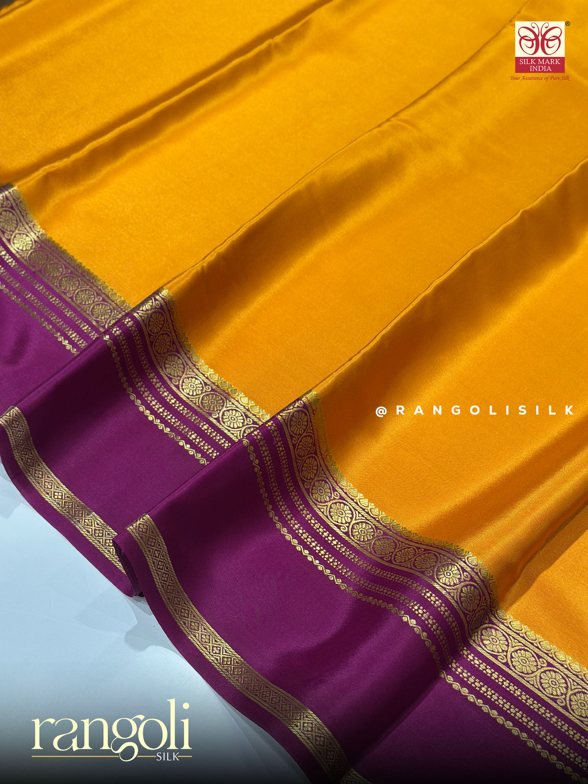 Pure Mysore Crepe Silk Saree with Self and Contrast Zari Border - Post 1050