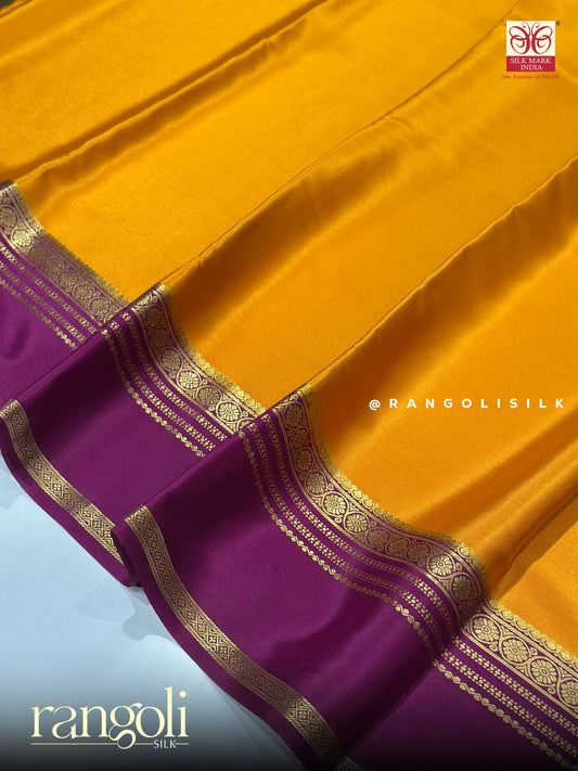 Pure Mysore Crepe Silk Saree with Self and Contrast Zari Border - Post 1050