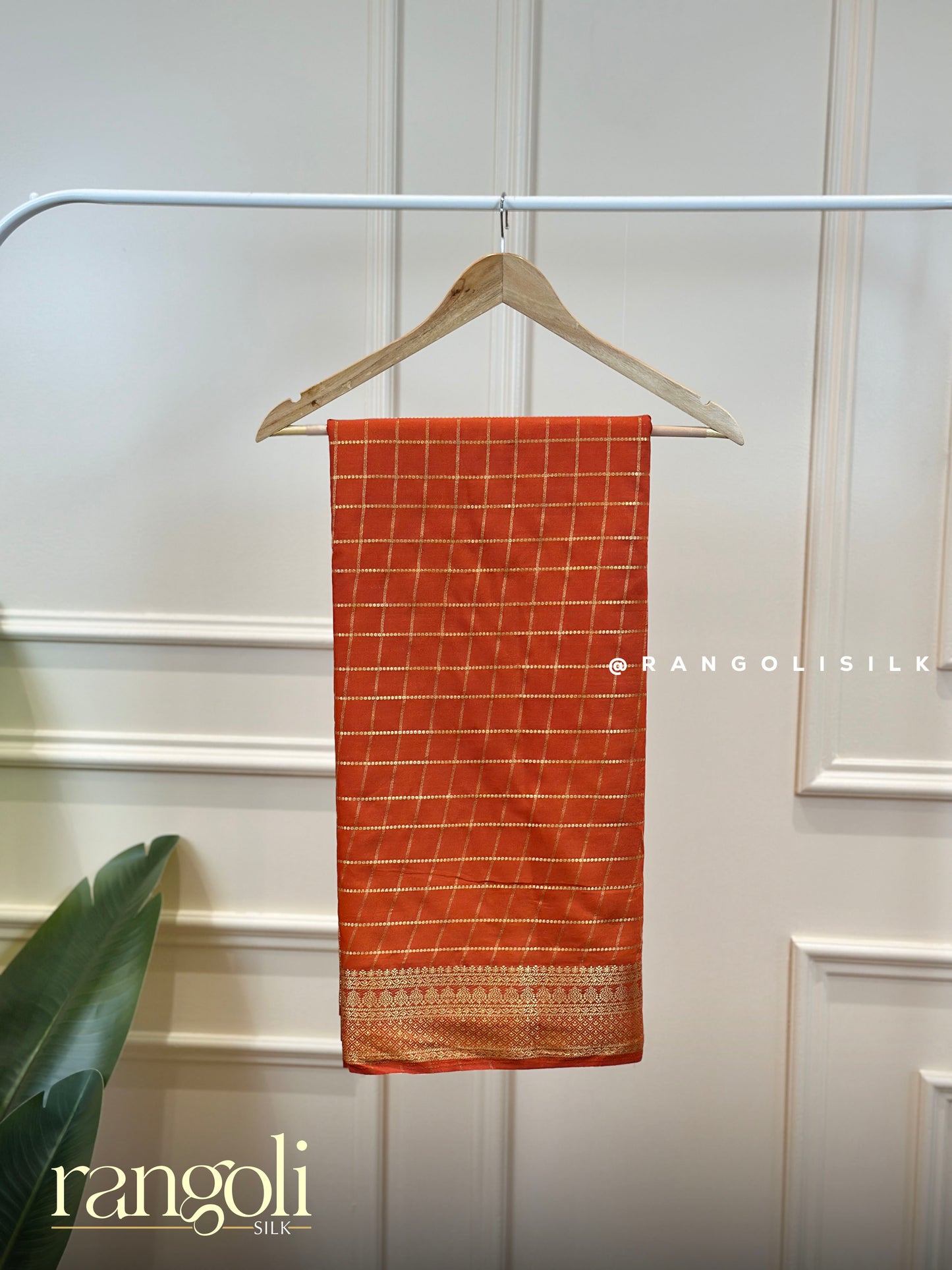 Semi Mysore Silk Saree with Elegant Zari Checks & Woven Border - Post 958