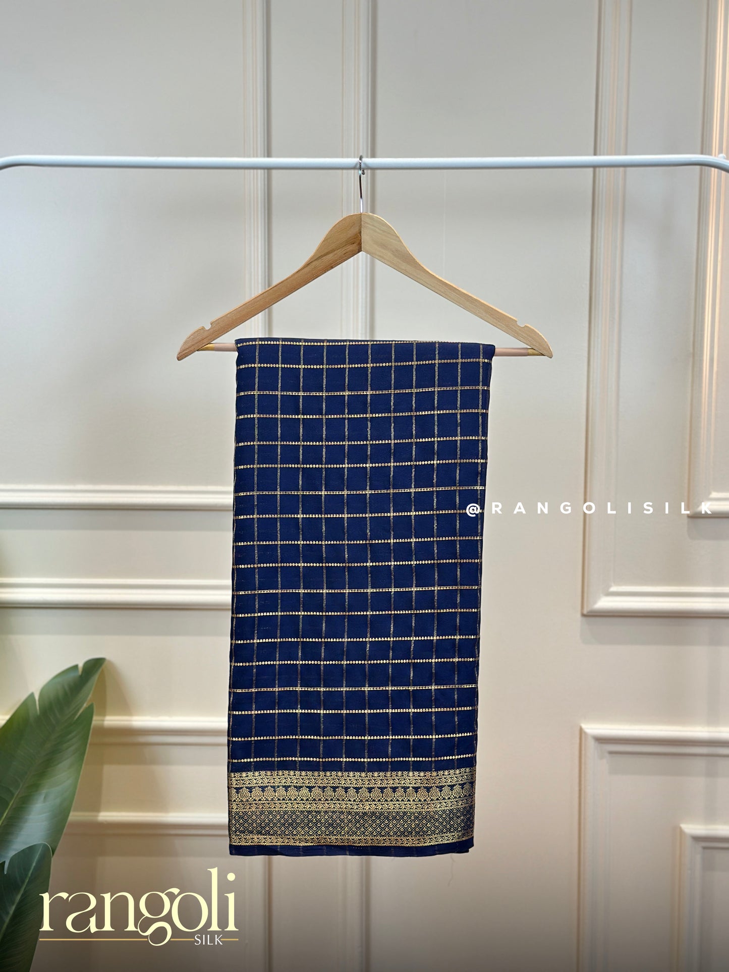 Semi Mysore Silk Saree with Elegant Zari Checks & Woven Border - Post 958