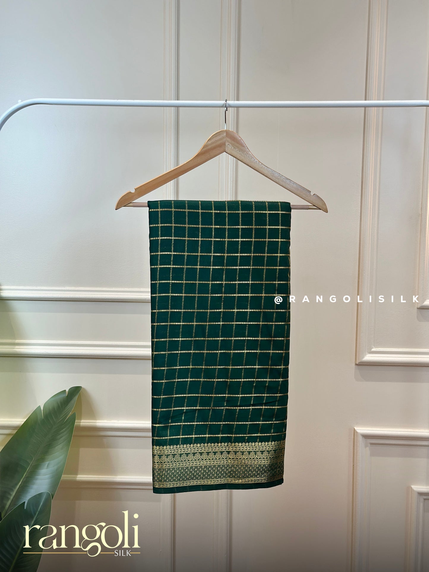 Semi Mysore Silk Saree with Elegant Zari Checks & Woven Border - Post 958
