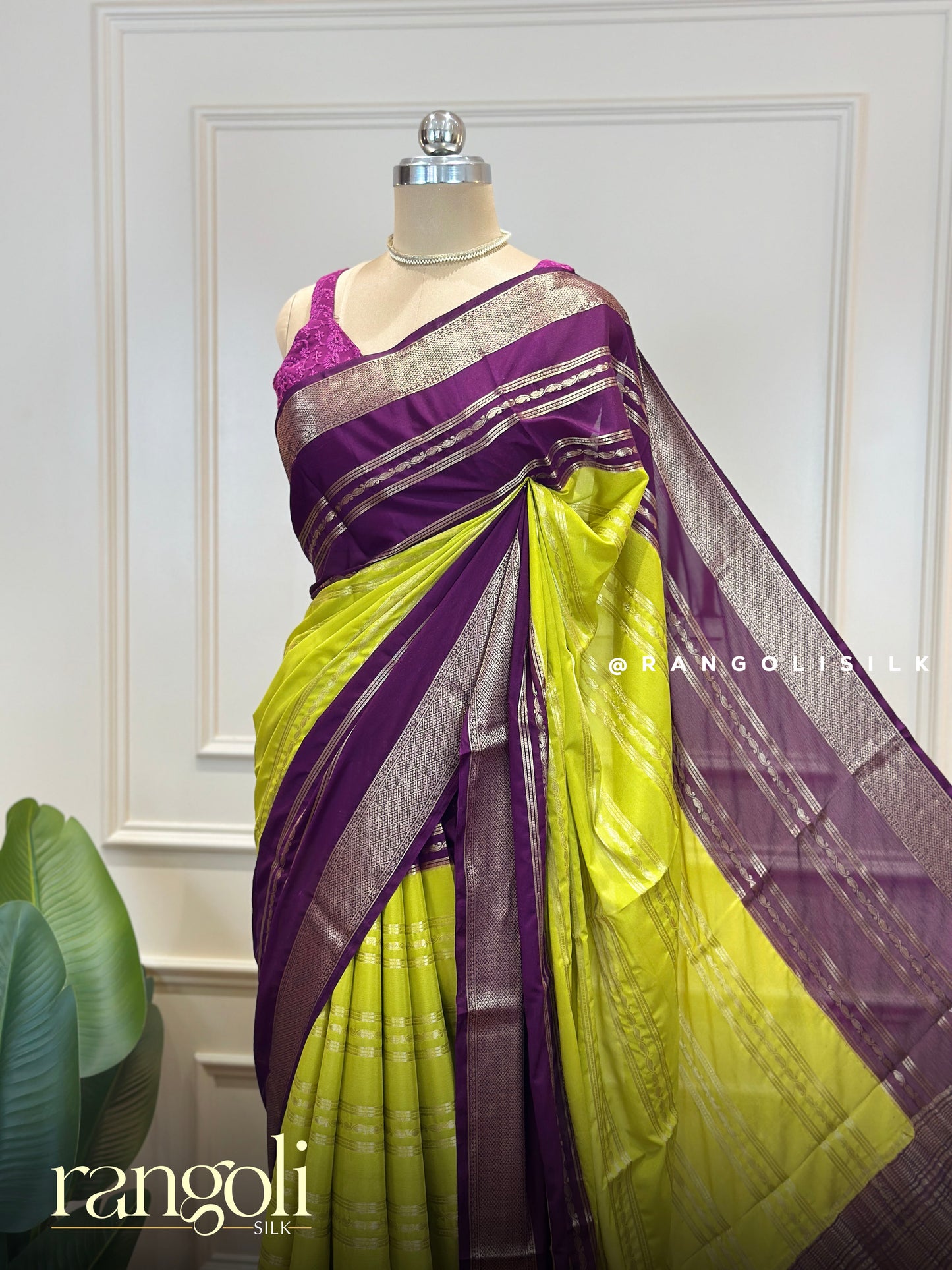Semi Mysore Crepe Silk Saree - Rich Contrast Shades with Elegant Zari Work - Post 836