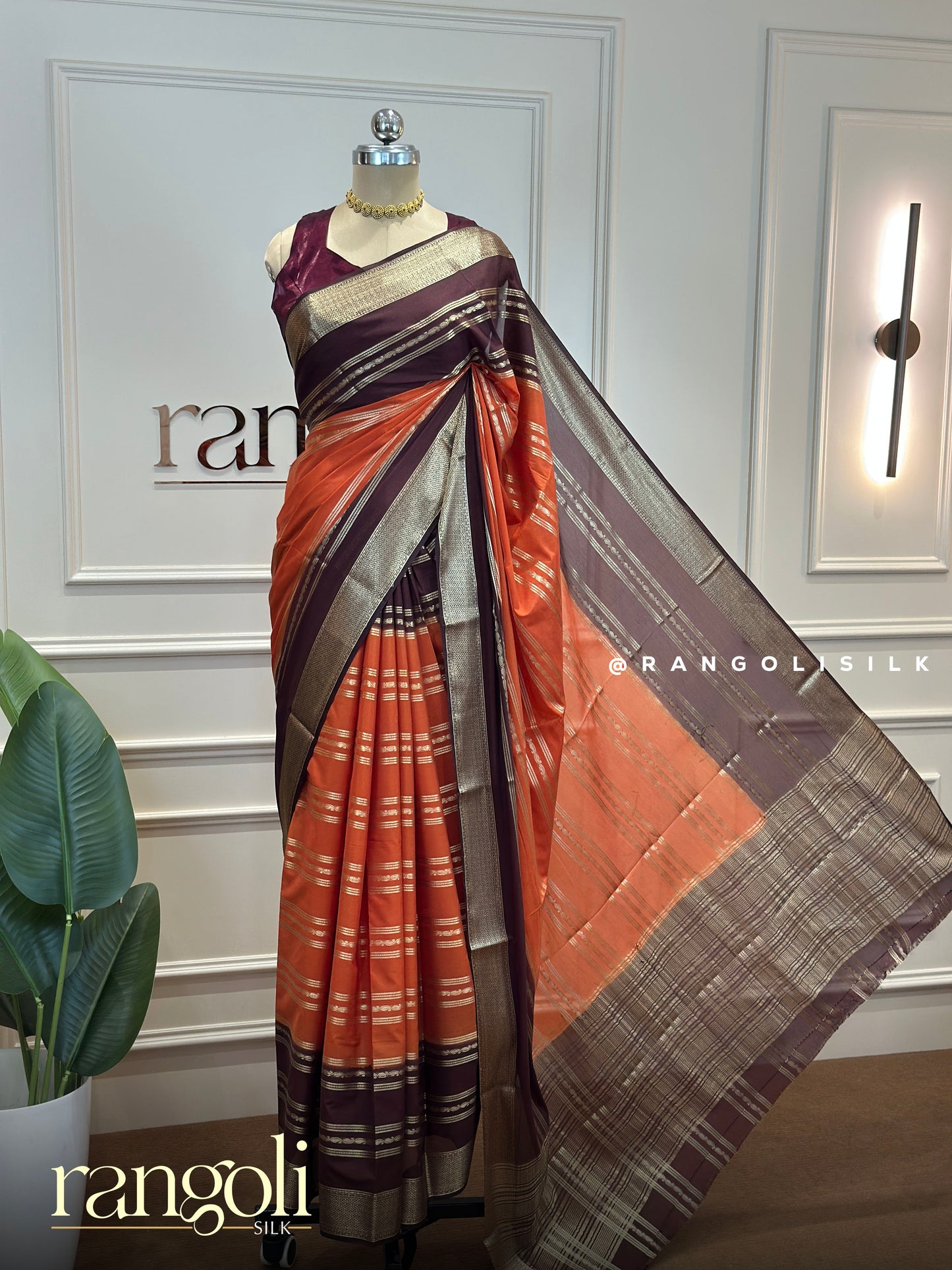 Semi Mysore Crepe Silk Saree - Rich Contrast Shades with Elegant Zari Work - Post 836