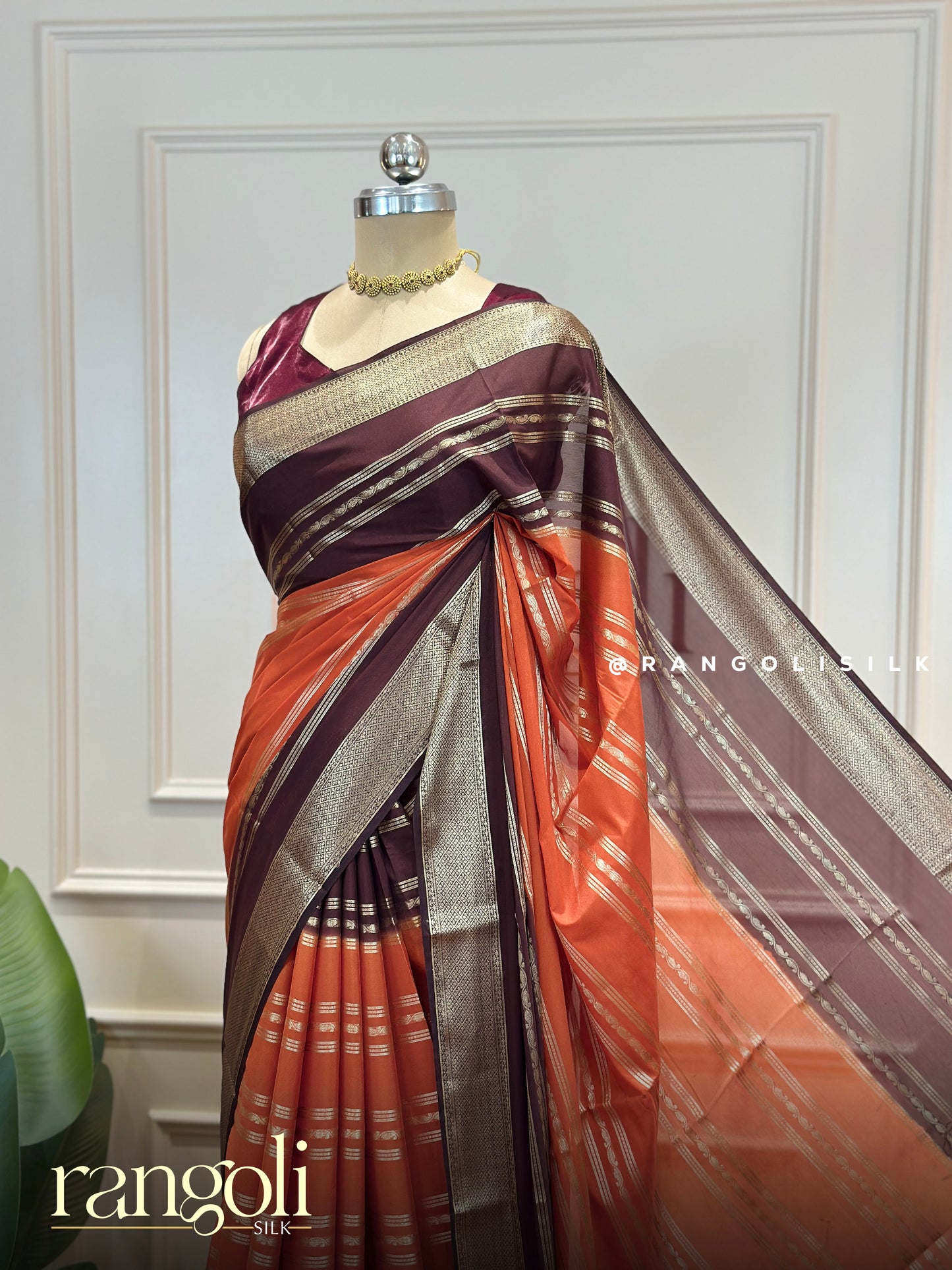 Semi Mysore Crepe Silk Saree - Rich Contrast Shades with Elegant Zari Work - Post 836