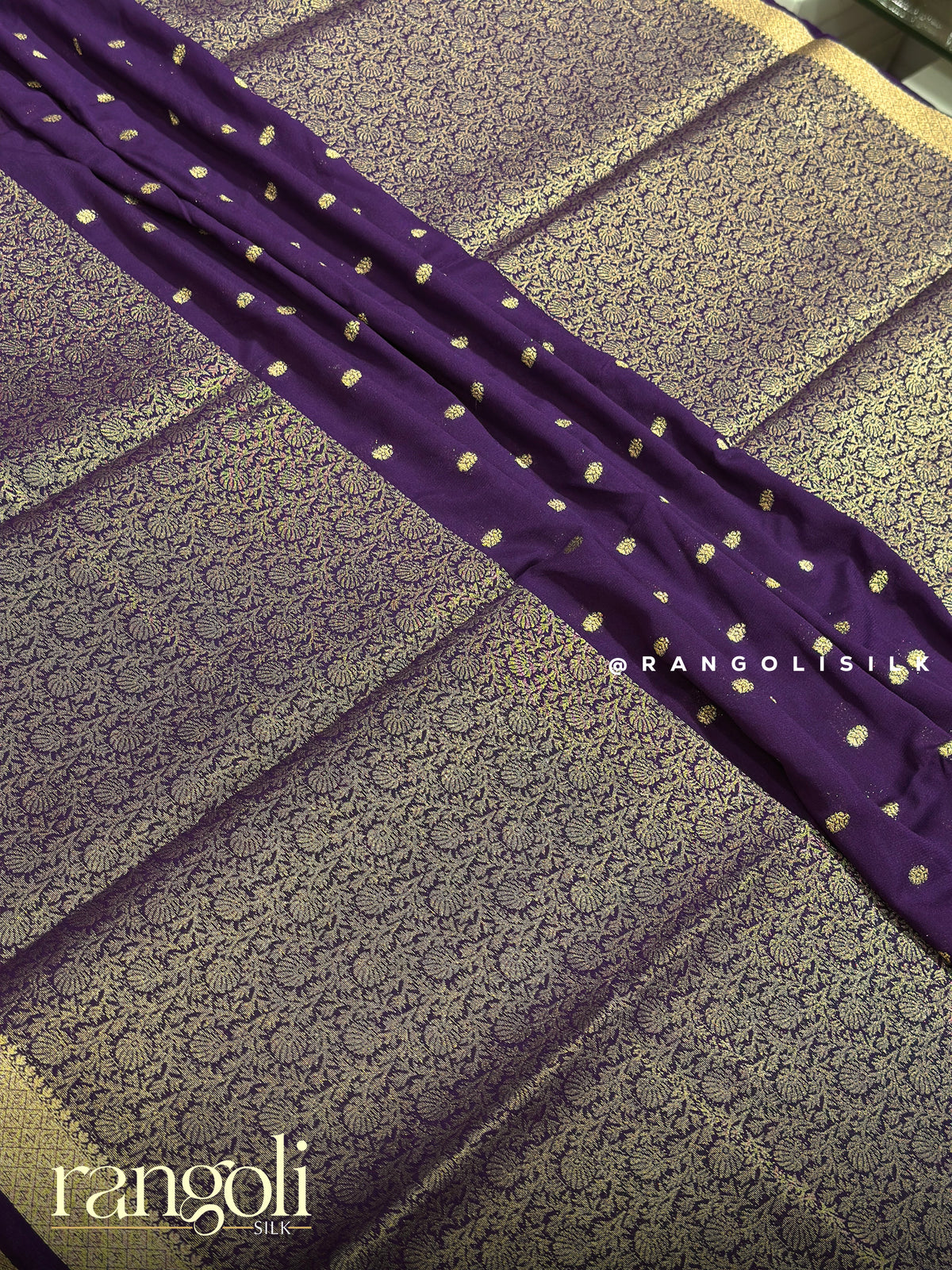 Semi Mysore Silk Saree in Bright Colors with Brocade Weaving & Zari Buttas - Post 1054