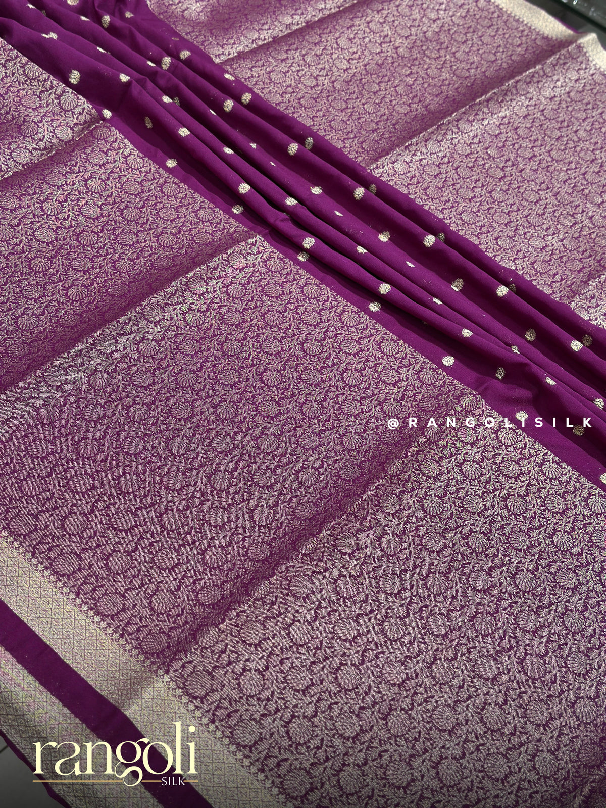 Semi Mysore Silk Saree in Bright Colors with Brocade Weaving & Zari Buttas - Post 1054