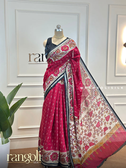 Floral Print Mul Mul Cotton Saree – Lightweight, Soft & Elegant in Fresh Hues - Post 541