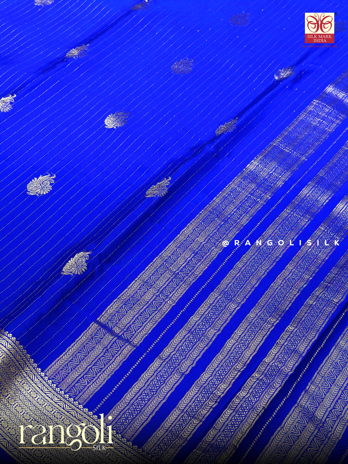 Pure Mysore Crepe Silk Saree with Traditional Motifs in Self & Contrast Borders - Silk Mark Certified  - Post 1056