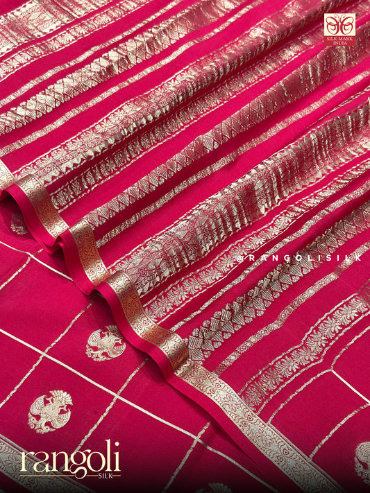 Pure Mysore Crepe Silk Saree with Traditional Motifs in Self & Contrast Borders - Silk Mark Certified  - Post 1056