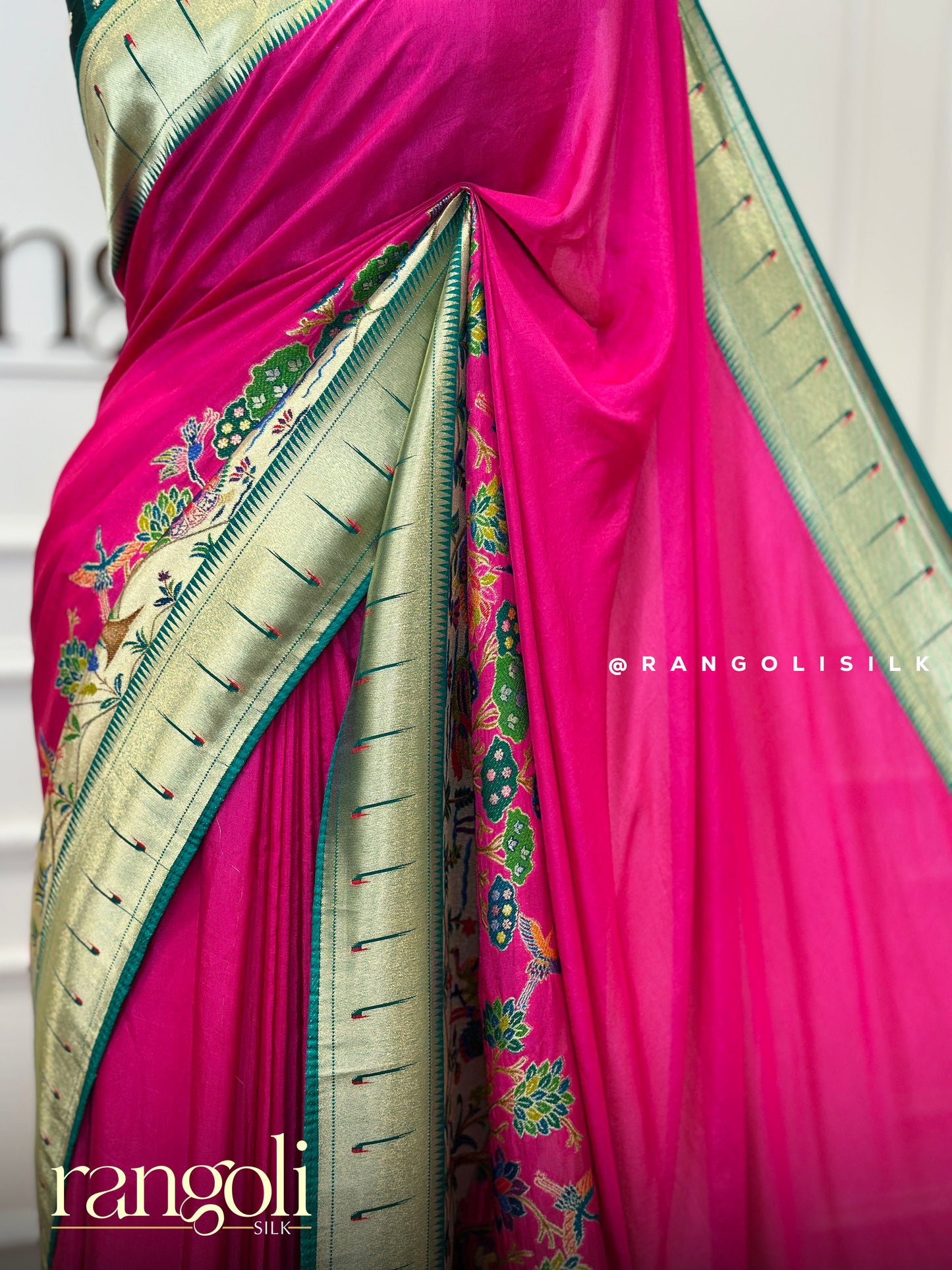 Paithani Saree with Bird and Floral Motifs - Post 442