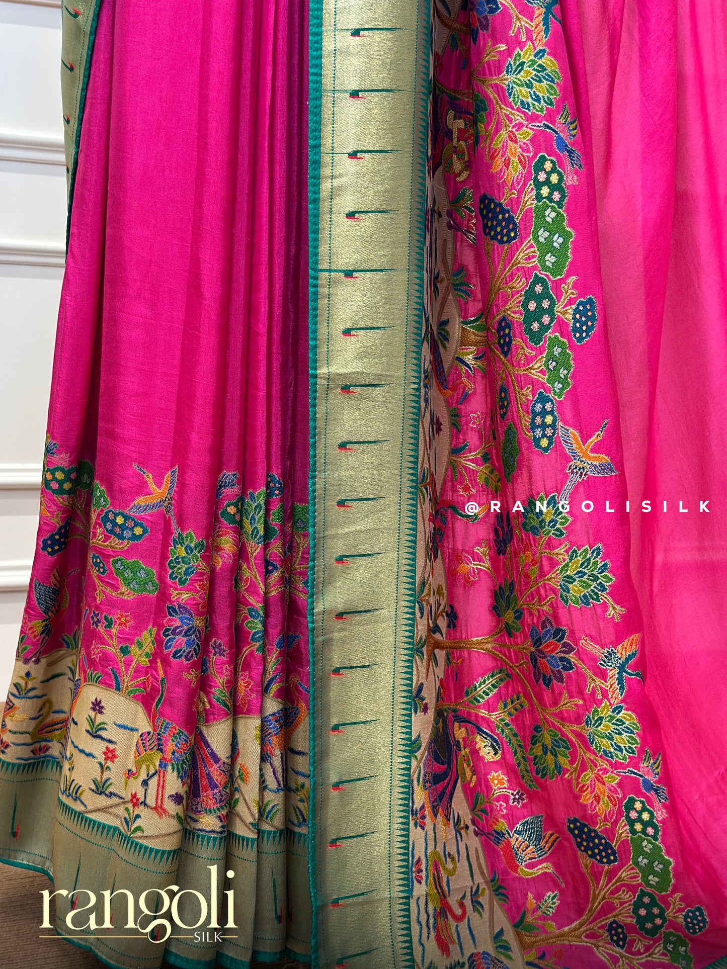 Paithani Saree with Bird and Floral Motifs - Post 442