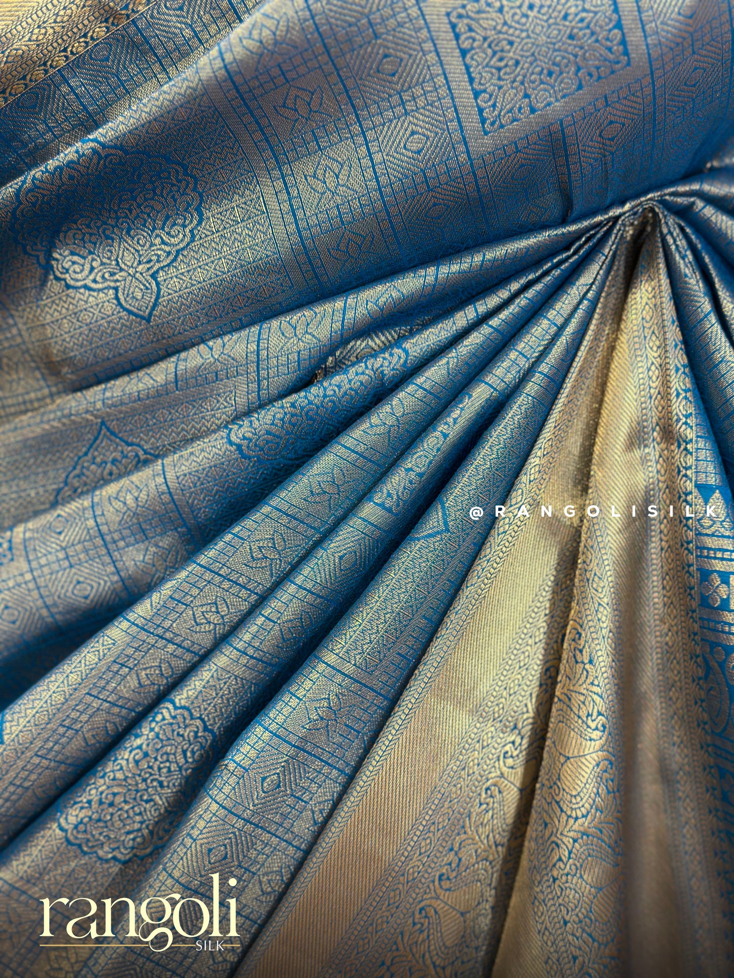 Tissue Silk Saree in Silver and Gold Tones with Zari Work - Post 448