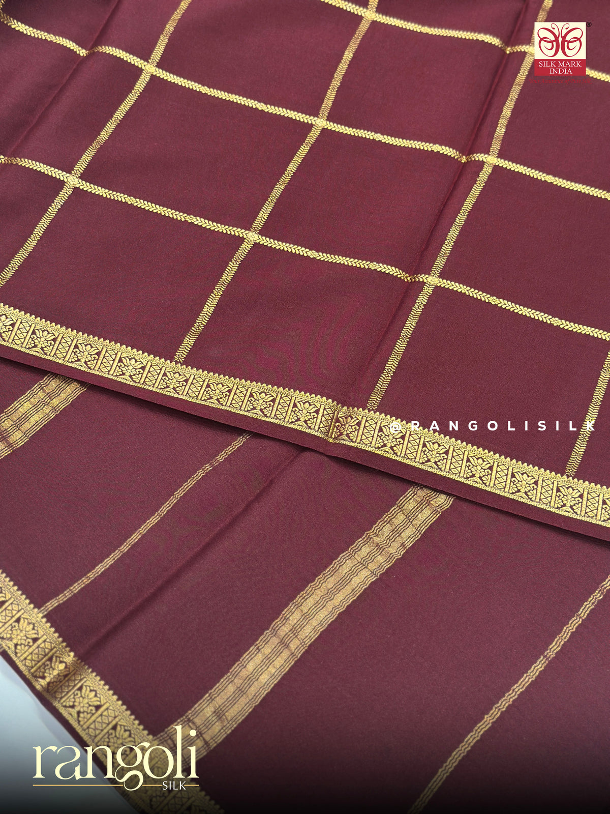 Pure Mysore Crepe Silk Saree with CSG Zari - Silk Mark Certified - Post 1059