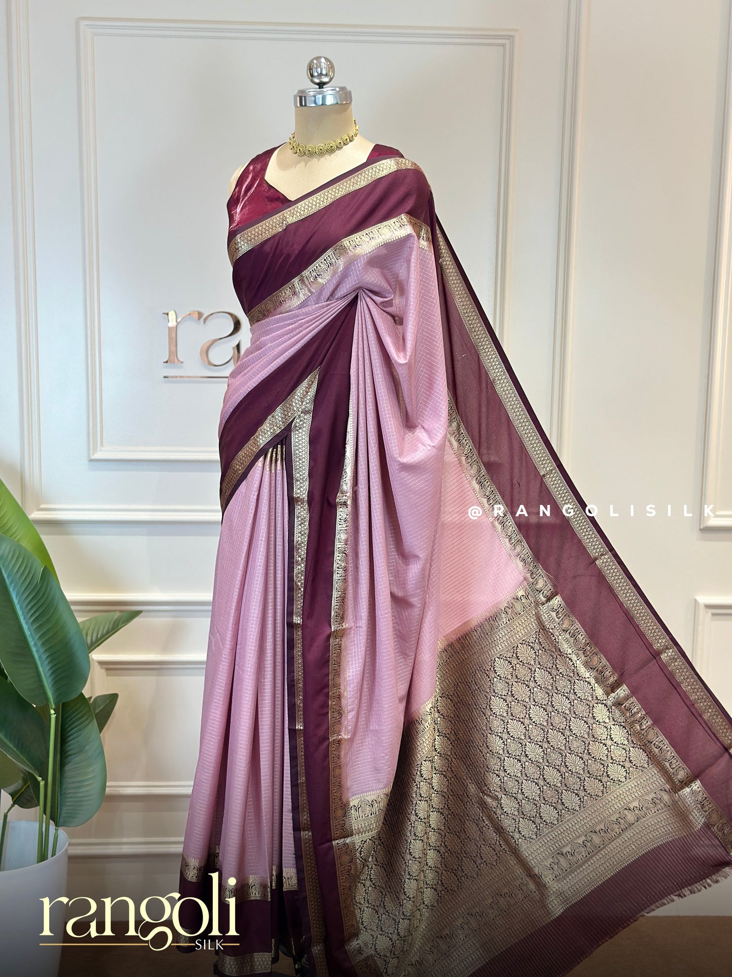 Semi Mysore Silk Crepe Saree with Zari Border - Post 843