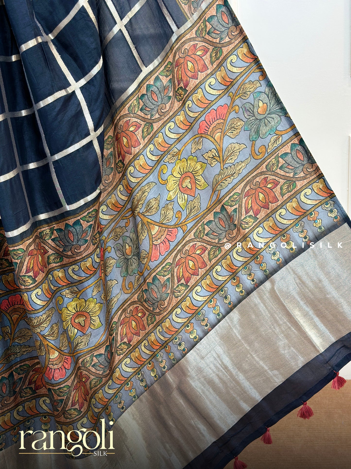 Elegant Kalamkari Print Sarees – Rani Pink & Black with Intricate Art Pallu - Post 841