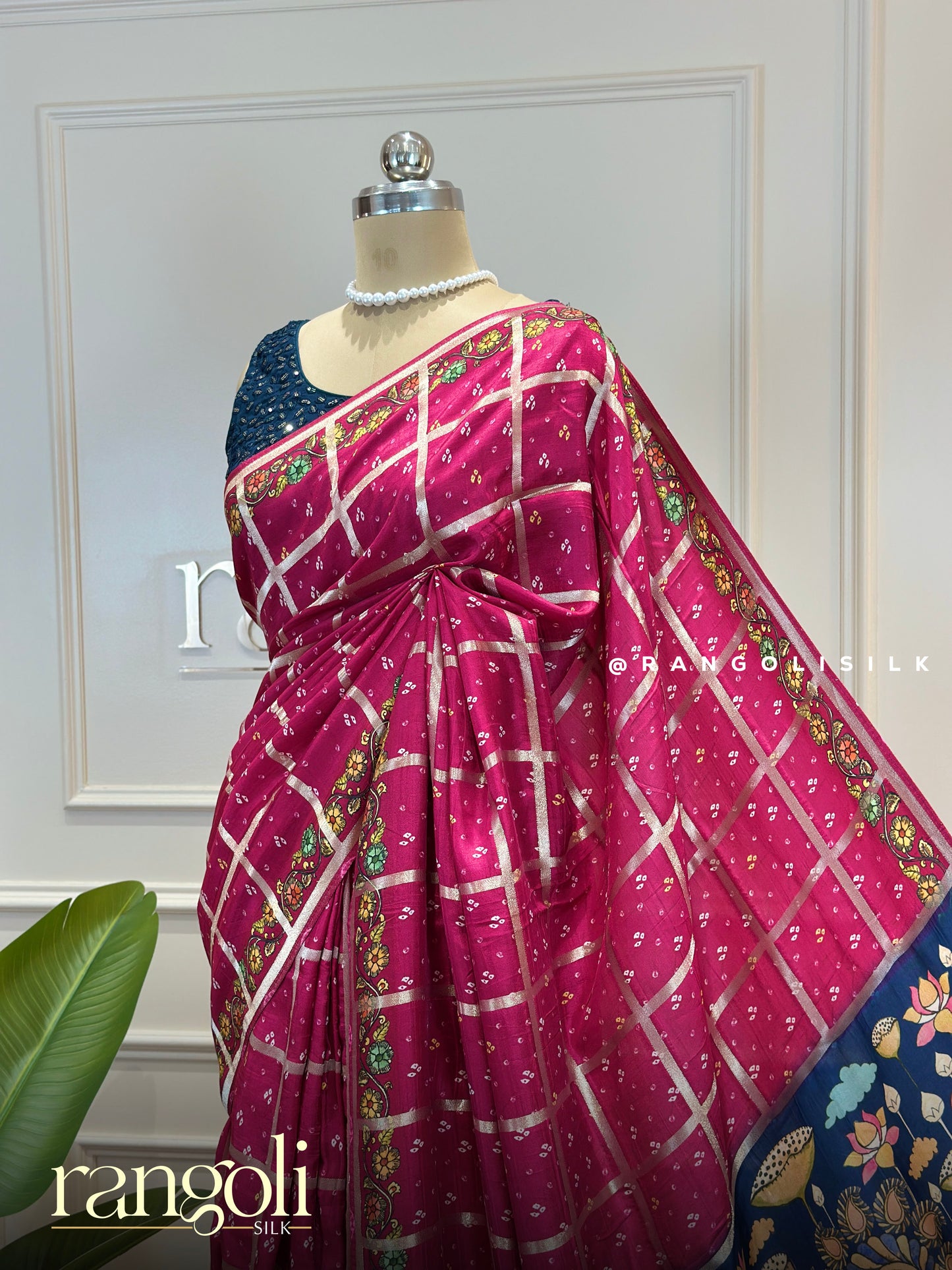 Elegant Kalamkari Print Sarees – Rani Pink & Black with Intricate Art Pallu - Post 841