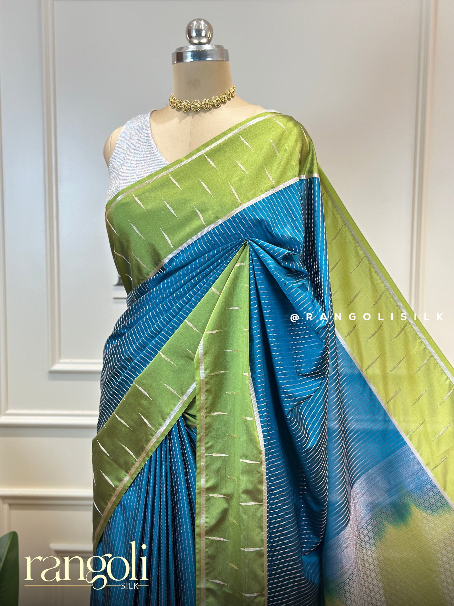 Semi Kanjivaram Silk Saree with Contrast Borders - Post 724