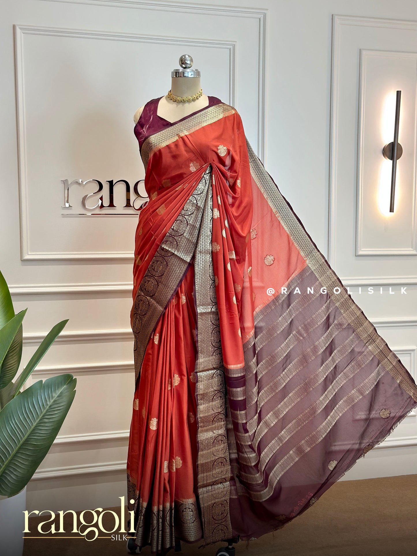 Semi Mysore Silk Crepe Saree with Gandaberunda Motifs - Post 734