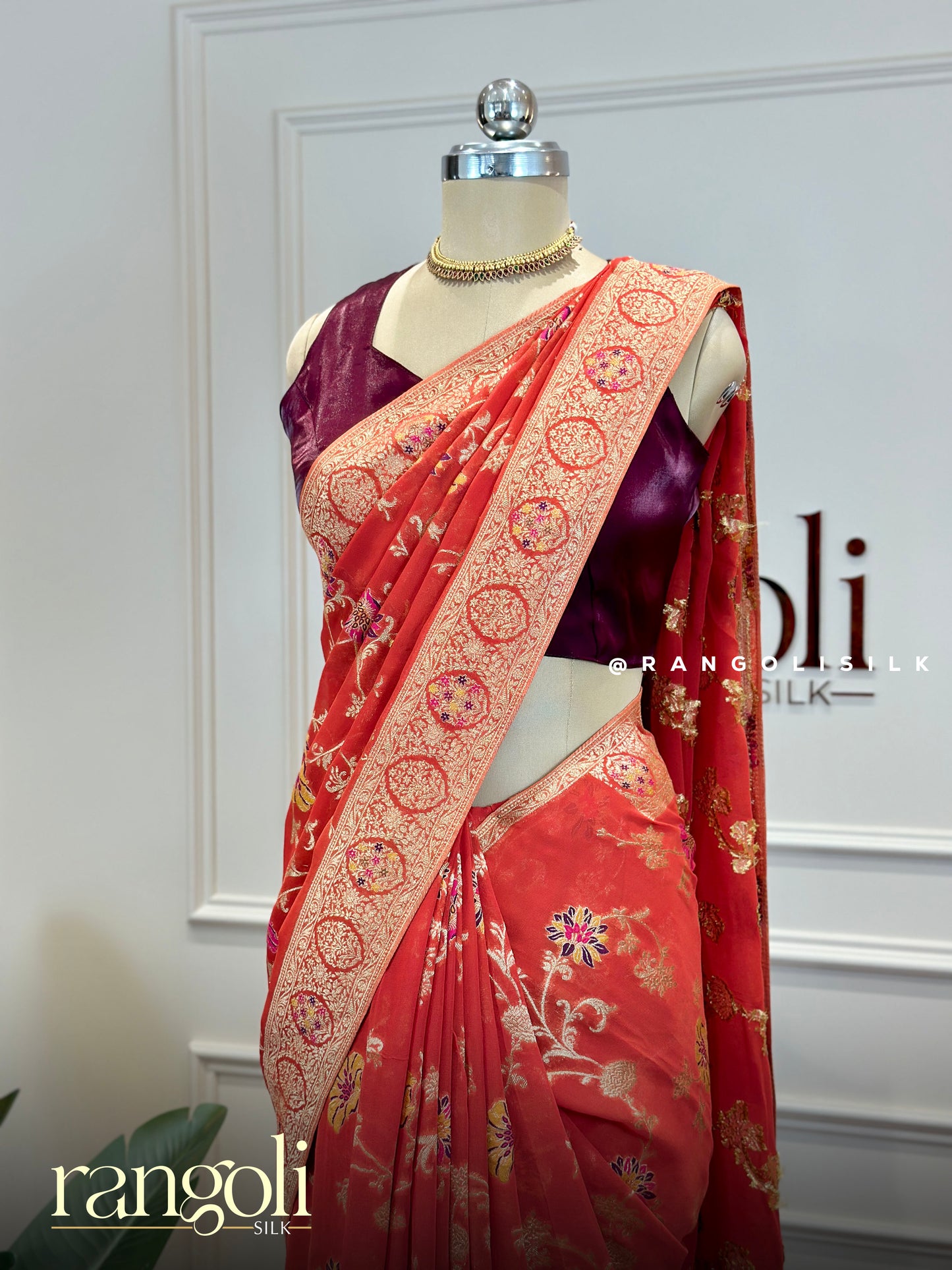 Regal Banarasi Silk Saree with Floral Motifs - Post 728