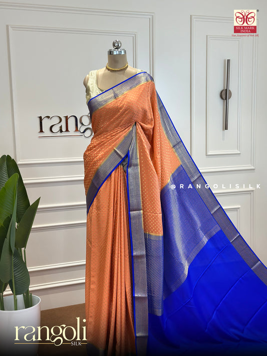 Pure Crepe Silk Saree with Delicate Golden Polka Motifs  - Post 450