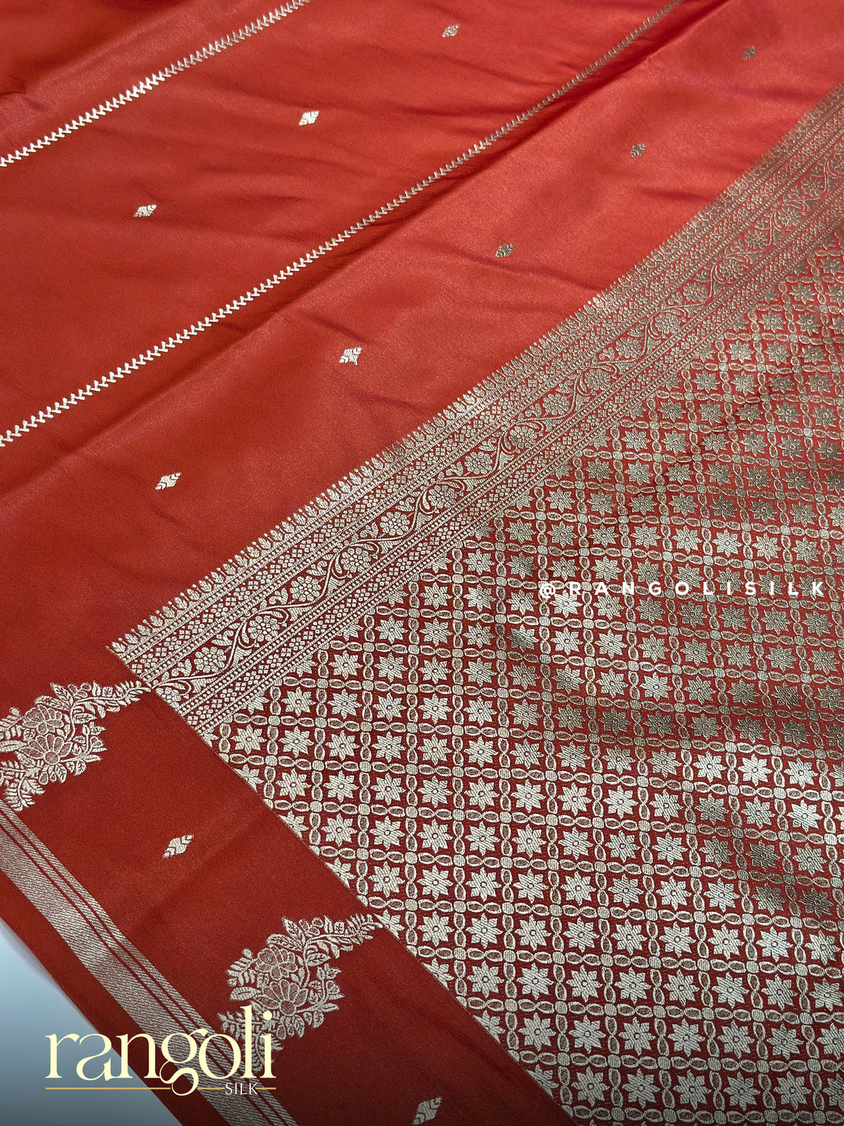 Gajji Silk Saree with Woven Silver Zari Motifs & Rich Pallu - Post 1060
