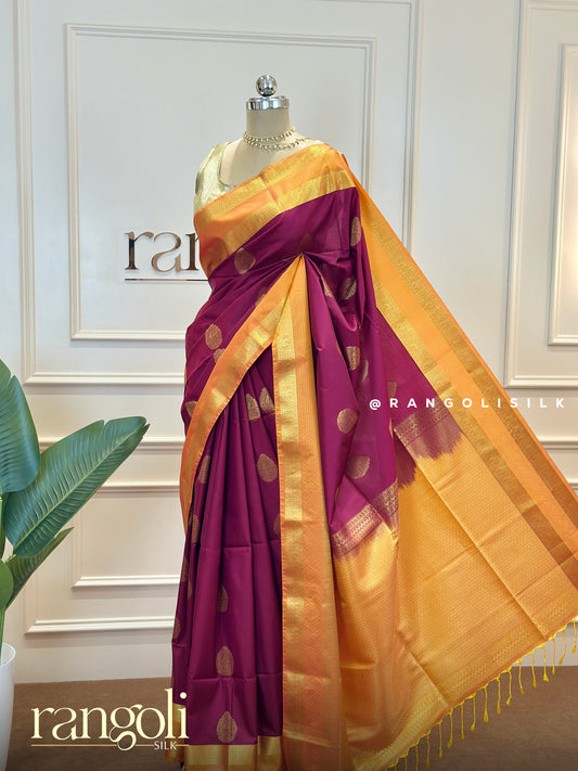 Festive Soft Silk Sarees in Magenta, Bottle Green & Purple with Golden Zari Borders - Post 551