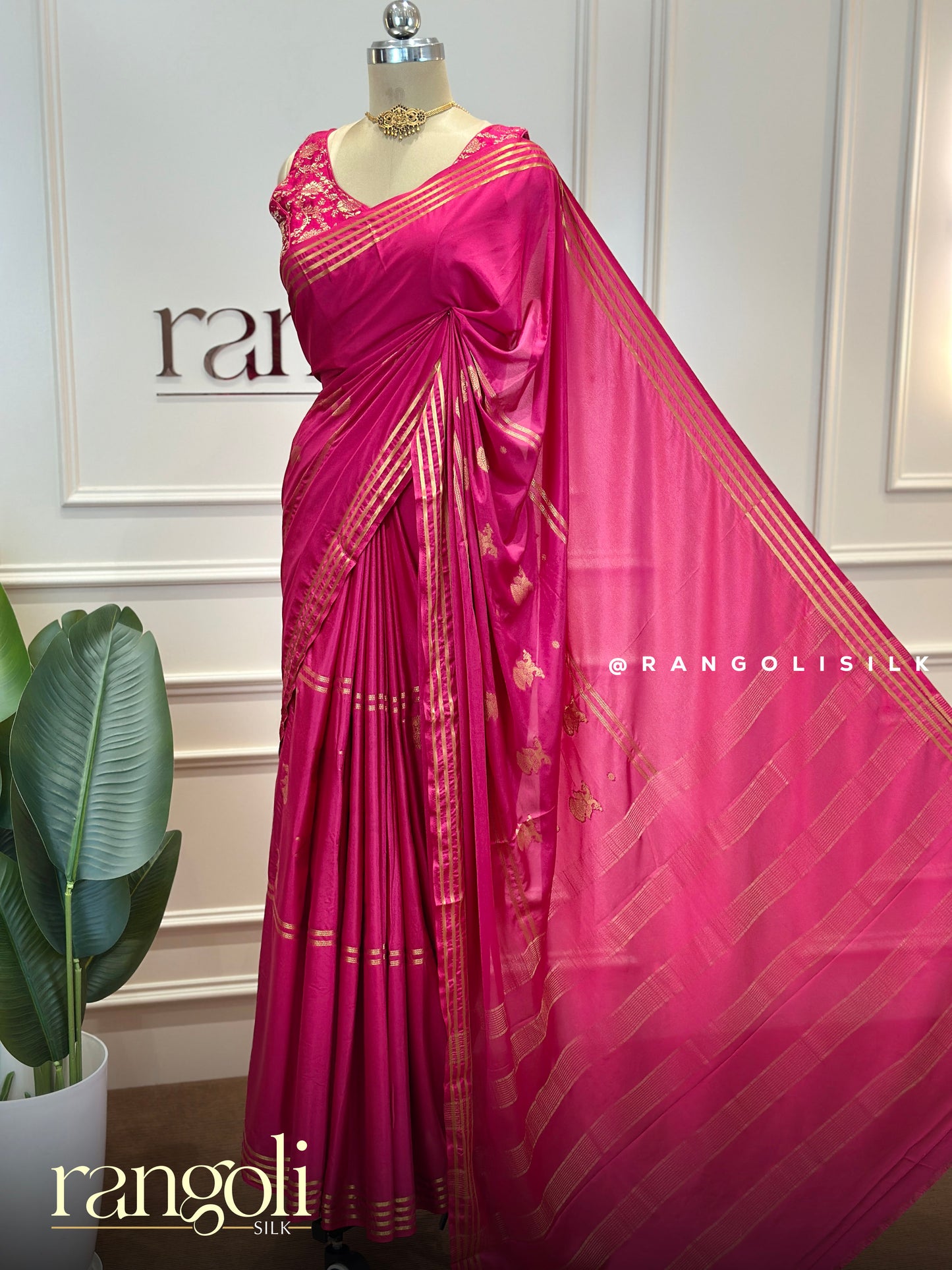 Semi Mysore Silk Crepe Saree with Gandaberunda Buttas - Post 846